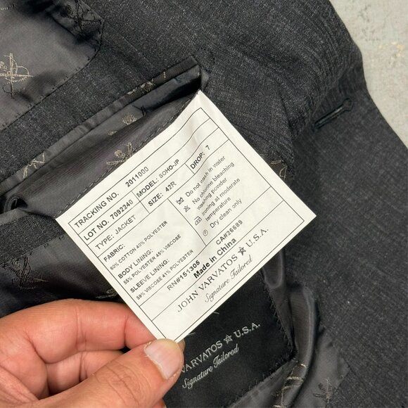 John Varvatos USA Blazer Signature Tailored Cotton Sport Coat Textured Grey 42R - Picture 10 of 10